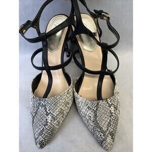 Jaclyn Smith Shoes Women's Size 8  Black/Grey Faux Snakeskin Leather Pumps Heels